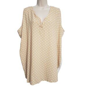 Piphany brand San Francisco Top 3x Women's Plus Size Polka Dot Semi Sheer Office
